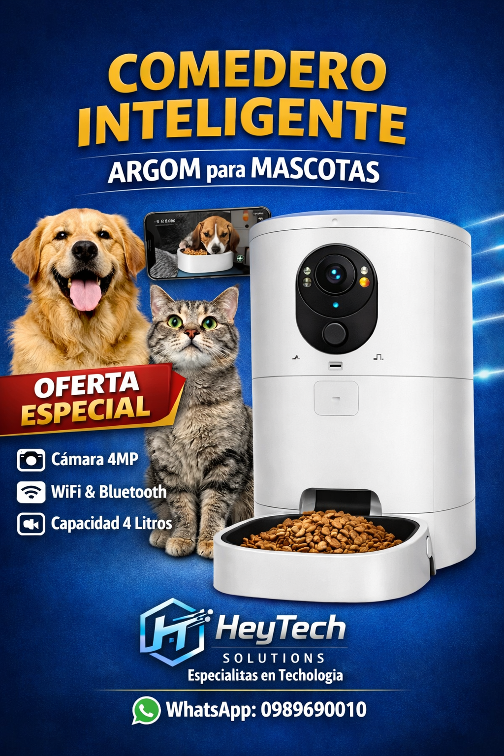 COMEDOR INTELIGENTE ARGOM PARA MASCOTAS FURCONNECT 71 4Lts. Camara 4MP
