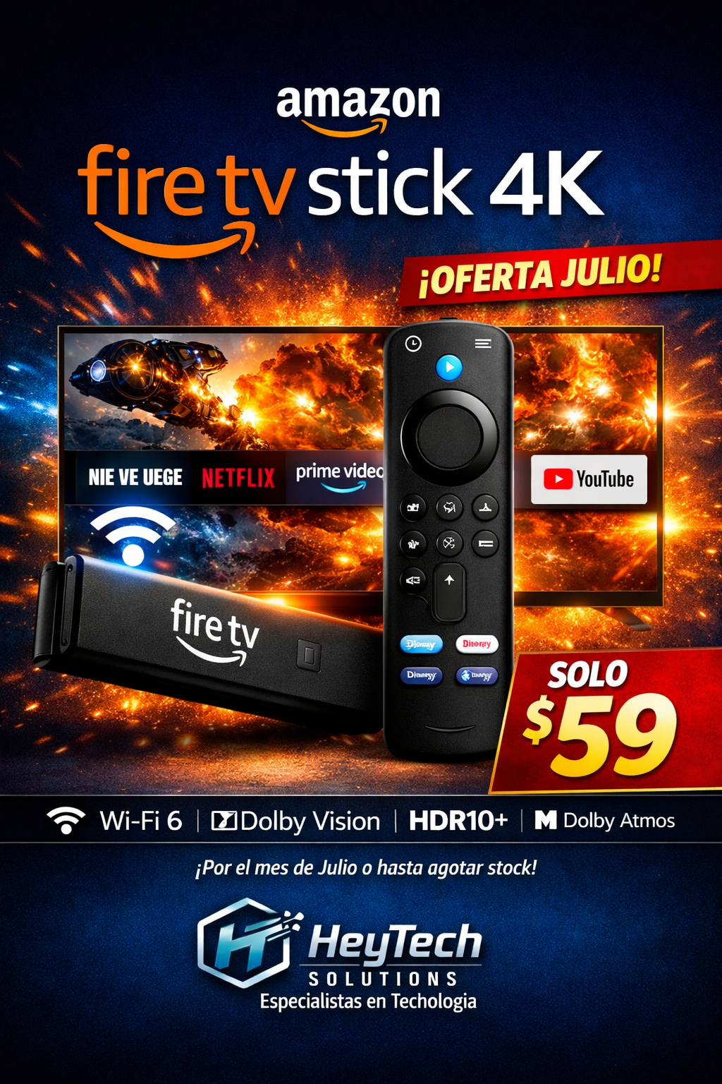 Amazon Fire Tv Stick 4k Wi-fi 6 Dolby Vision Atmos Hdr10+